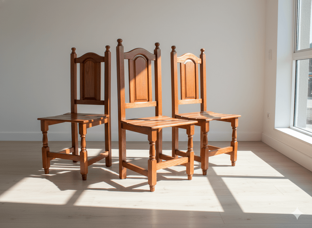 Silla de Madera Maciza Respaldo Tablero para Comedor