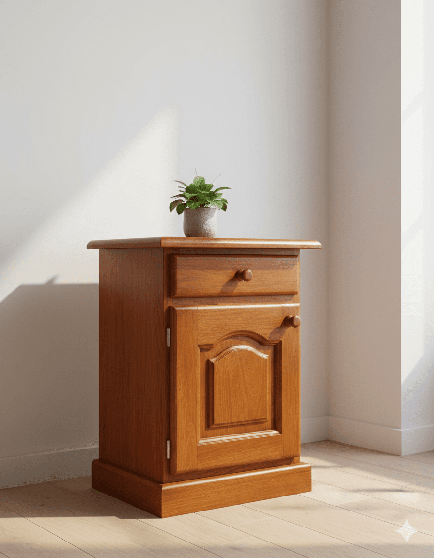 Mesita de Luz de Algarrobo Macizo con Cajón