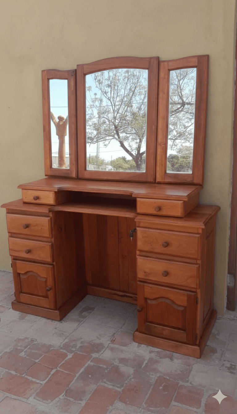 Toilette de Algarrobo Macizo con Espejo y Marco 1