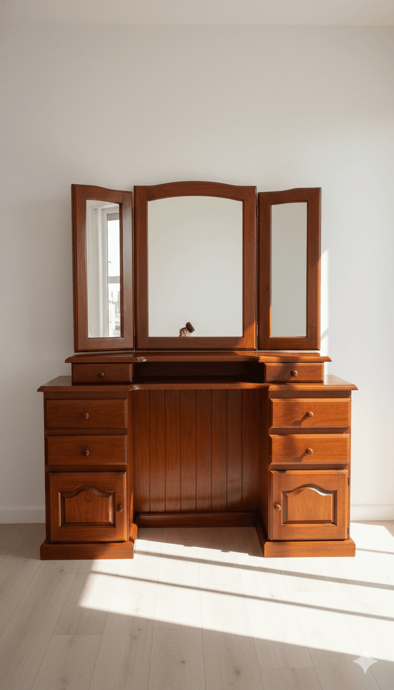 Toilette de Algarrobo Macizo con Espejo y Marco