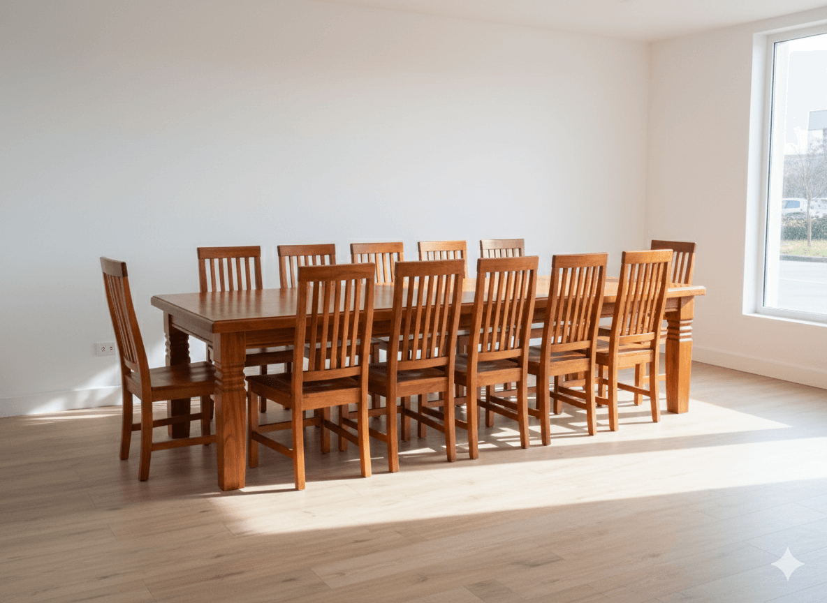 Mesa Rectangular de Algarrobo Macizo para 12 Personas 2