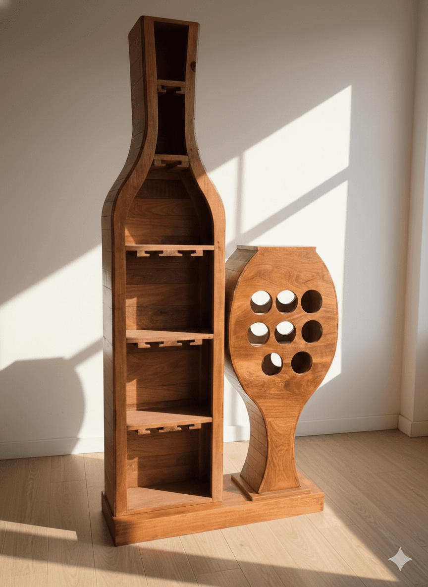 Vinoteca de Algarrobo Macizo con Botellero