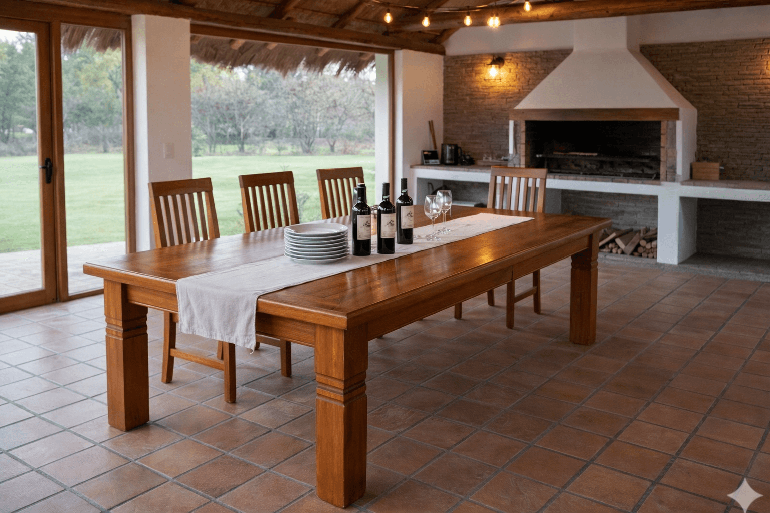 Mesa Rectangular de Algarrobo Macizo para 12 Personas