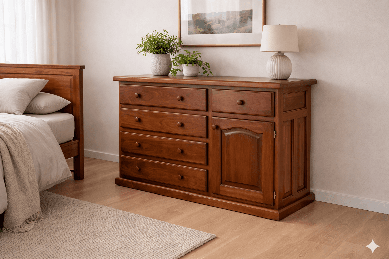 Cómoda de Algarrobo Macizo con Cajones Amplios