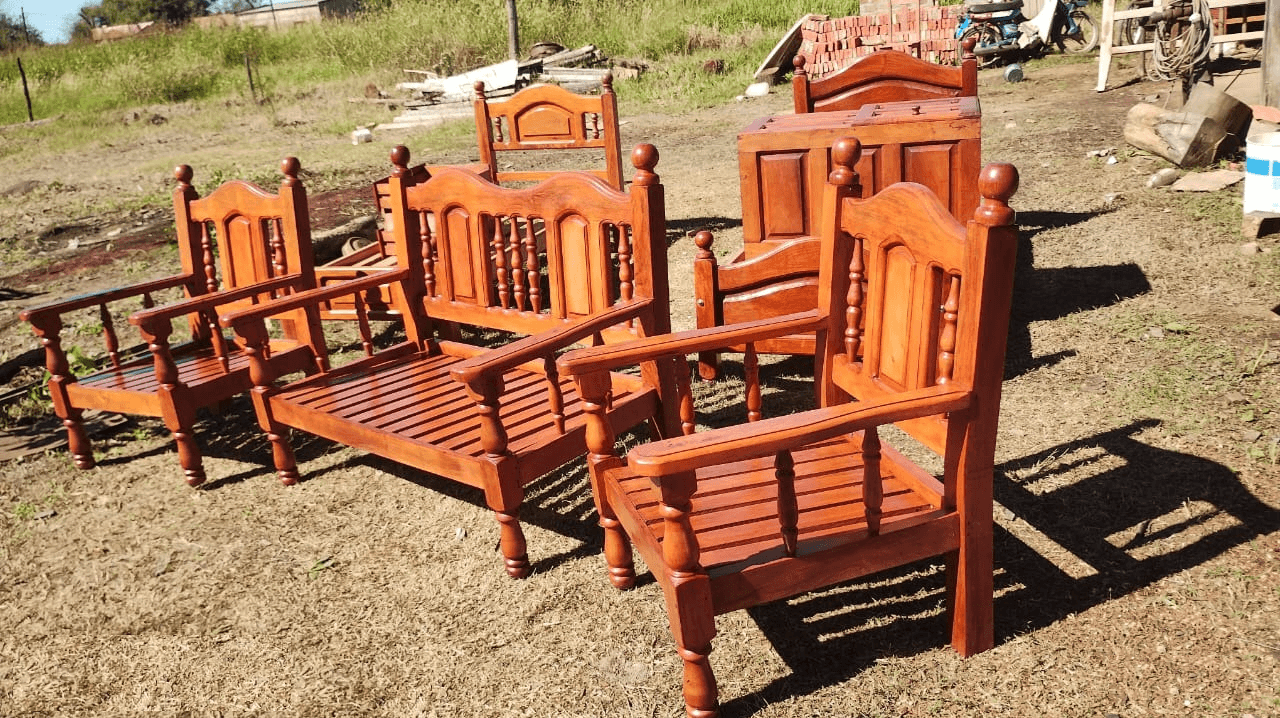 Juego de Living de Algarrobo Macizo 3 Cuerpos 1