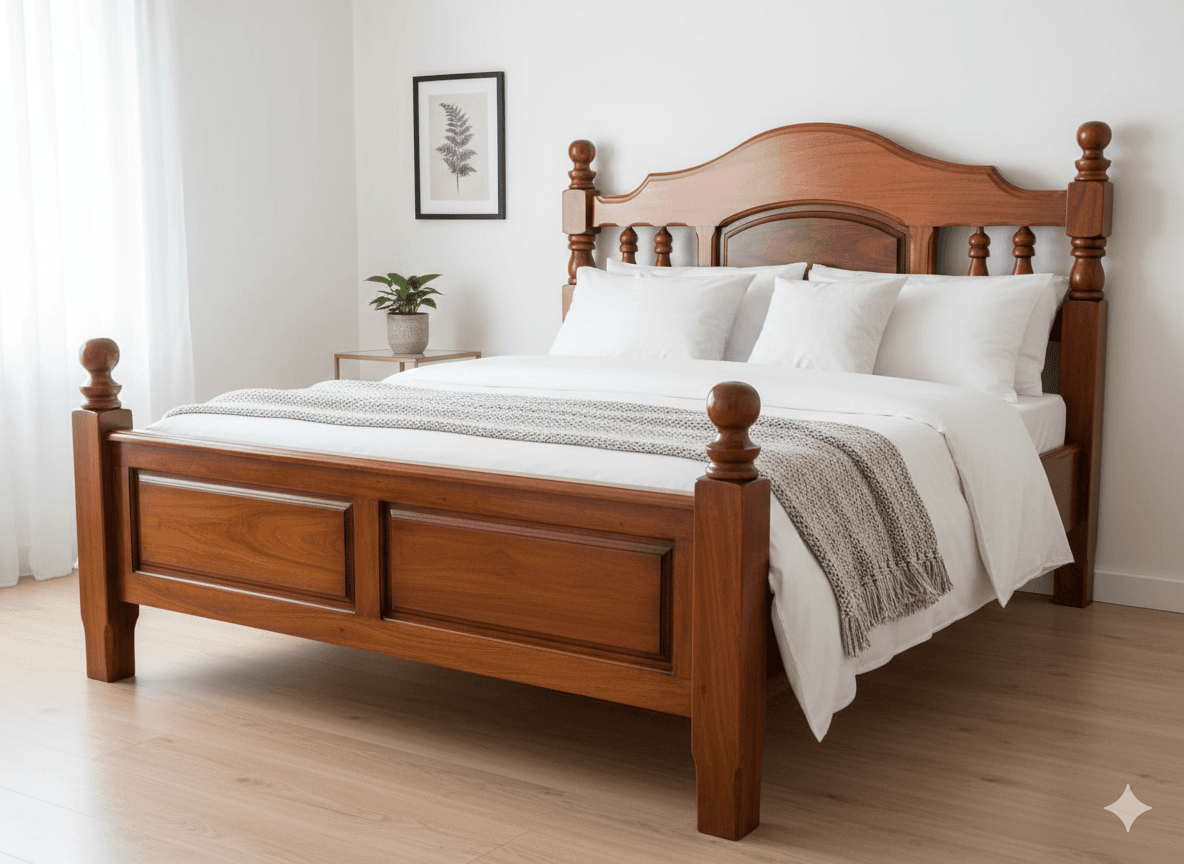 Cama de Algarrobo Macizo sin Cajonera 1