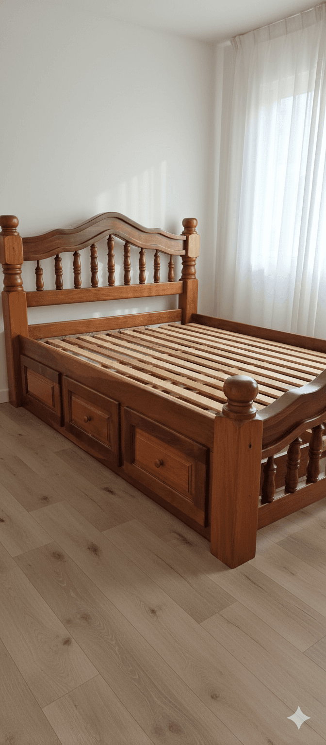 Cama Camera de Madera Maciza con Cajonera 2 Plazas