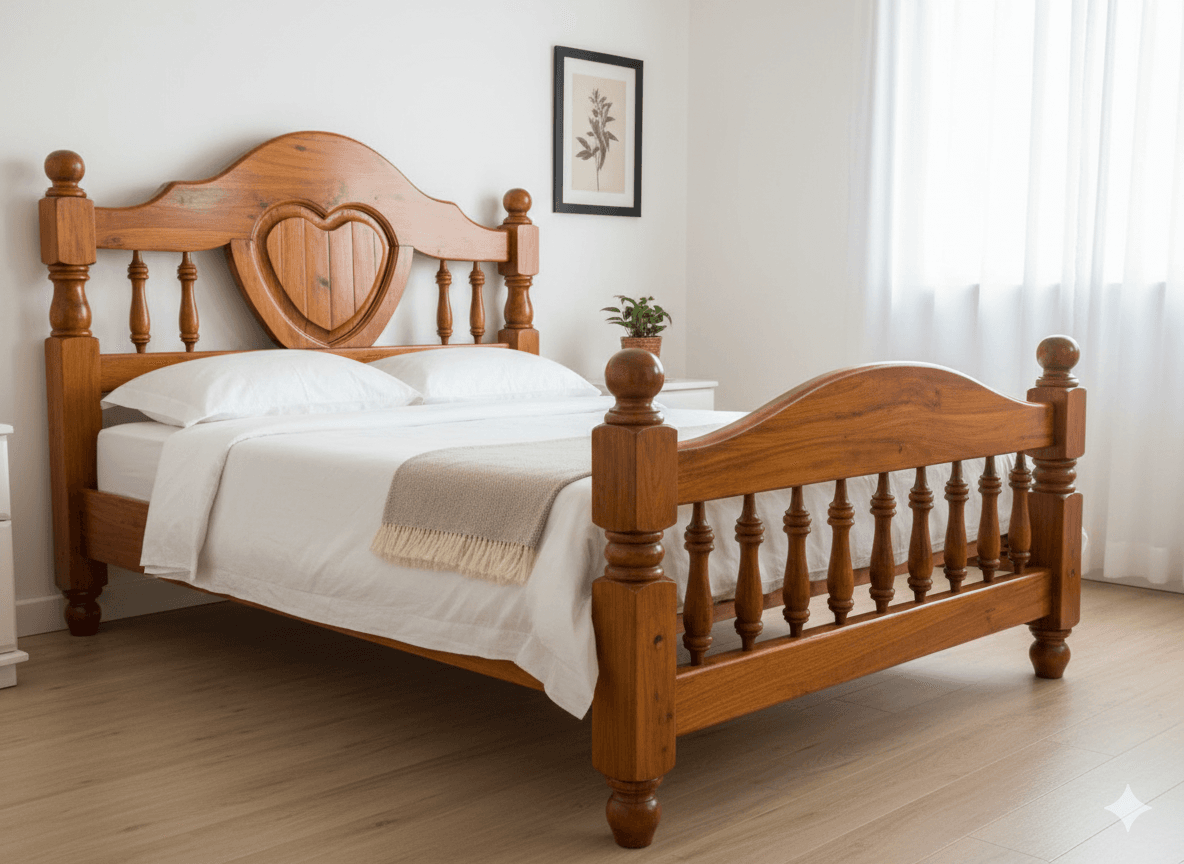 Cama de Algarrobo Macizo sin Cajonera