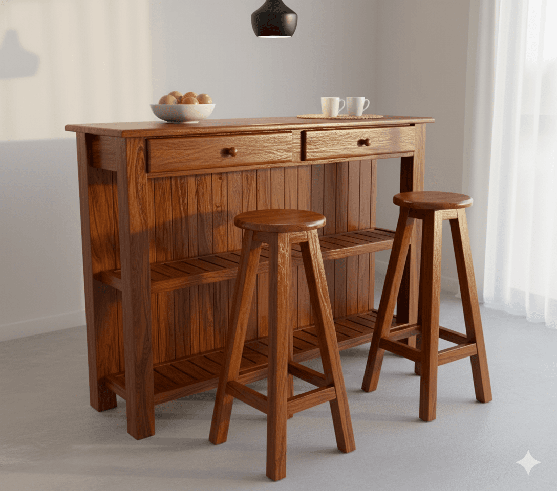 Desayunador de Algarrobo Macizo Compacto