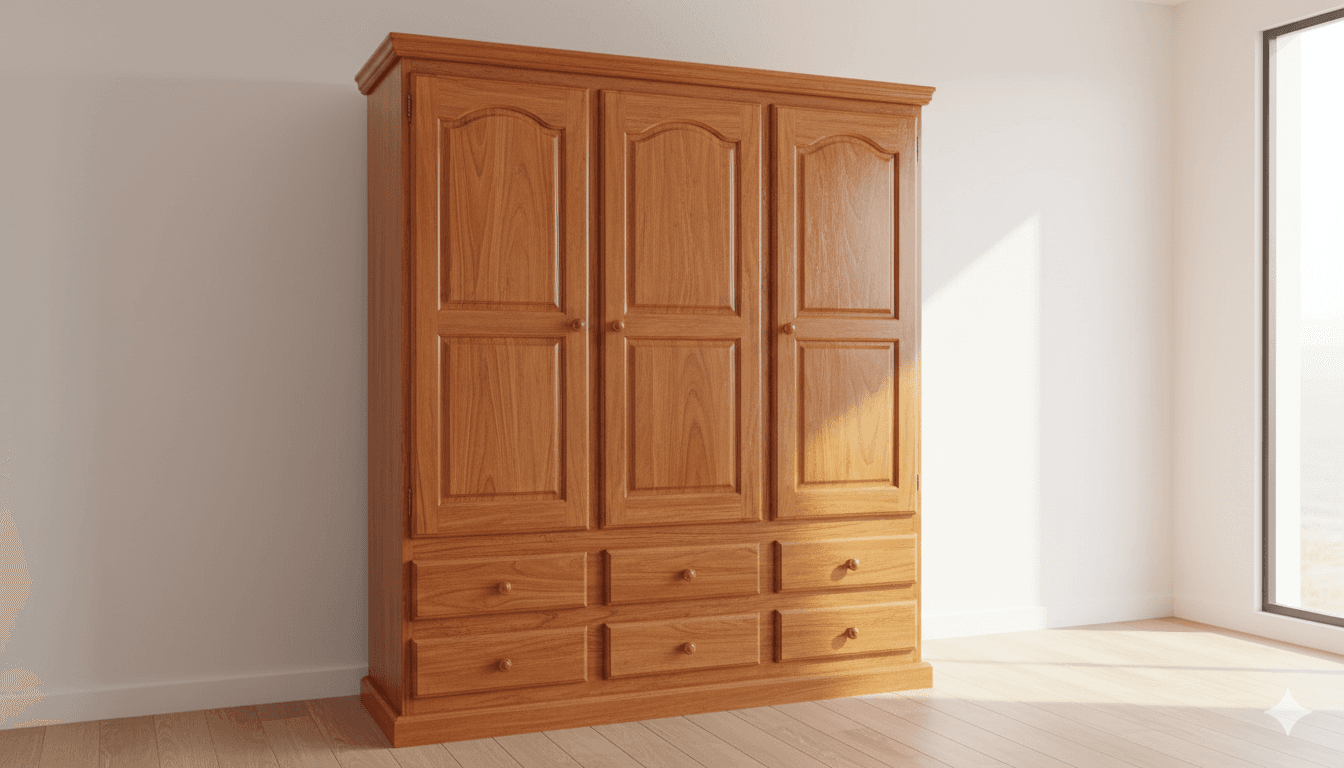 Ropero de Algarrobo Macizo 3 Puertas - Cajones
