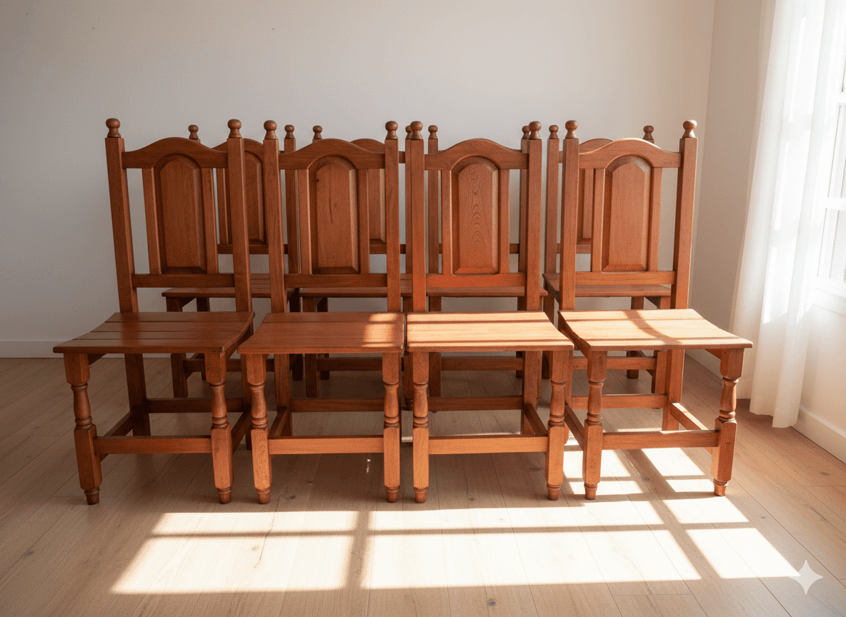 Silla de Madera Maciza Respaldo Tablero para Comedor 1