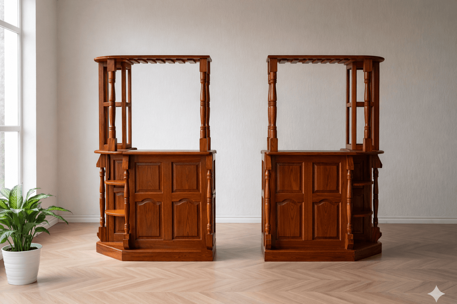 Bar Curvo de Algarrobo Macizo para Living 1